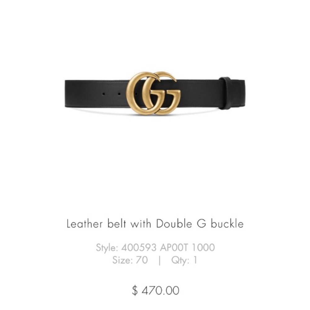 Gucci Leather Belt Double G Buckle (Black & Gold)